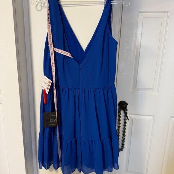 IEENA for MacDuggal - Blue Tiered Ruffle Fit & Flare Mini Dress - NWT - size 12 - Picture 3 of 7